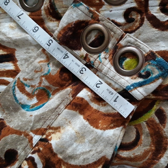 Parsley & Sage Medium Green Brown Abstract Print Grommet Lightweight Jacket - Picture 9 of 16